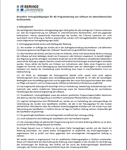 besondere vertragsbedingungen fuer die programmierung von software im unternehmerischen rechtsverkehr AGB